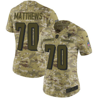Falcons #70 Jake Matthews Camo Women's Stitched Football Limited 2018 Salute to Service Jersey