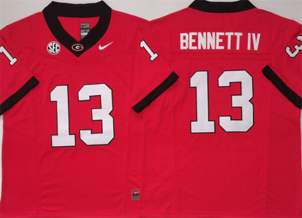 Georgia Bulldogs #13 Stetson Bennett IV Red 2024 Stitched Jersey