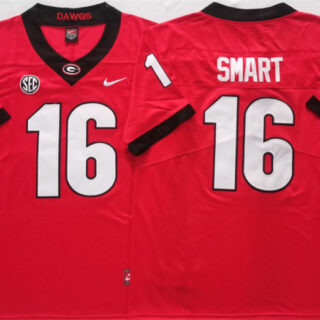 Georgia Bulldogs #16 Smart Red Stitched Jersey
