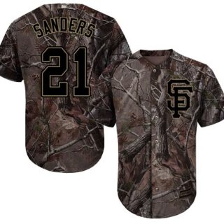 Giants #21 Deion Sanders Camo Realtree Collection Cool Base Stitched Baseball Jersey