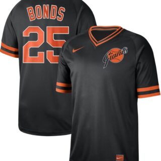 Giants #25 Barry Bonds Black Authentic Cooperstown Collection Stitched Baseball Jersey