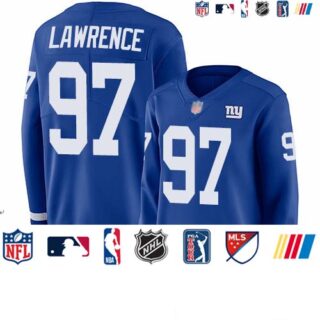 Giants #97 Dexter Lawrence Royal Blue Team Color Women's Stitched Football Limited Therma Long Sleeve Jersey