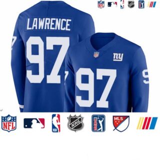 Giants #97 Dexter Lawrence Royal Blue Team Color Youth Stitched Football Limited Therma Long Sleeve Jersey