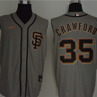 Giants 35 Brandon Crawford Gray Nike Cool Base Sleeveless Jersey