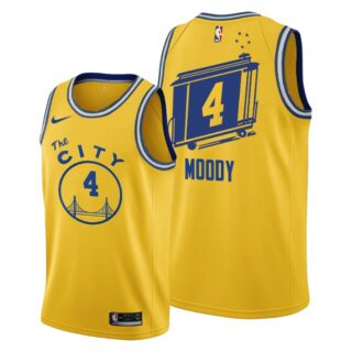 Golden State Warriors #4 Moses Moody Gold Men's Jersey