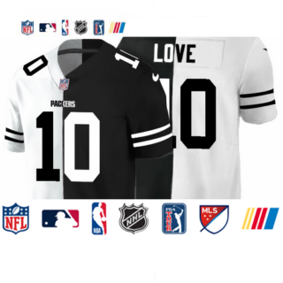 Green Bay Packers #10 Jordan Love Men's Black V White Peace Split Nike Vapor Untouchable Limited NFL Jersey