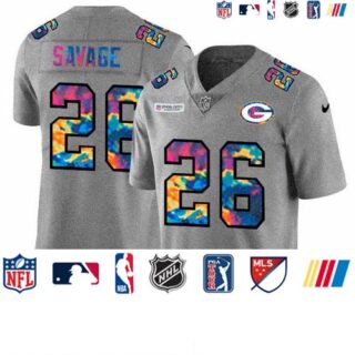 Green Bay Packers #26 Darnell Savage Jr. Men's Nike Multi-Color 2020 NFL Crucial Catch NFL Jersey Greyheather