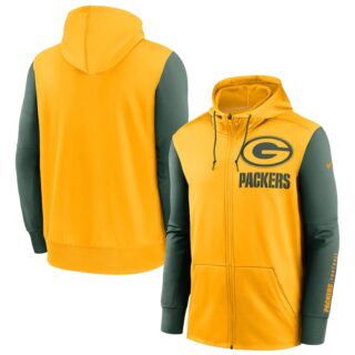 Green Bay Packers Gold Green Fan Gear Mascot Performance Full-Zip Hoodie