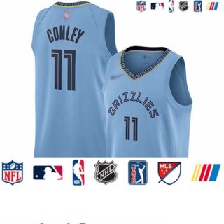 Grizzlies #11 Mike Conley Light Blue Basketball Swingman Statement Edition Jersey