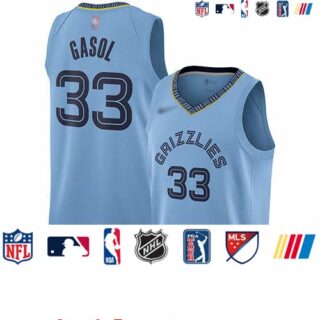 Grizzlies #33 Marc Gasol Light Blue Basketball Swingman Statement Edition Jersey