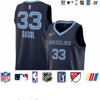 Grizzlies #33 Marc Gasol Navy Blue Basketball Swingman Icon Edition Jersey