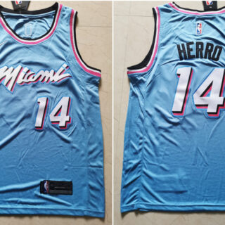 Heat 14 Tyler Herro Light Blue Nike City Edition Swingman Jersey