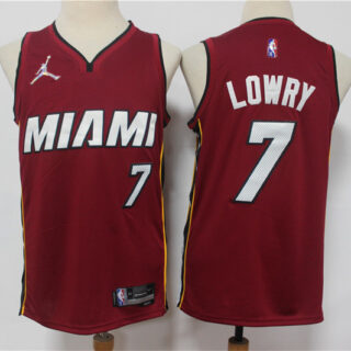 Heat 22 Kyle Lowry Red Jordan Diamond 75th Anniversary City Edition Swingman Jersey