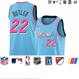 Heat #22 Jimmy Butler Blue Basketball Swingman City Edition 2019 20 Jersey