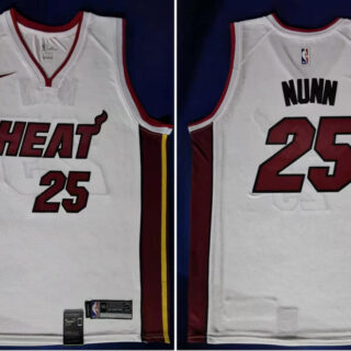 Heat 25 Kendrick Nunn White Nike Swingman Jersey