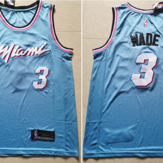 Heat 3 Dwyane Wade Light Blue Nike City Edition Swingman Jersey