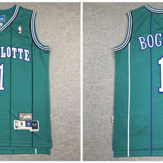 Hornets 1 Muggsy Bogues Green Hardwood Classics Jersey