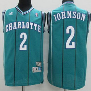 Hornets 2 Larry Johnson Teal Hardwood Classics Jersey