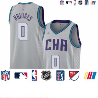 Hornets #0 Miles Bridges Gray Basketball Jordan Swingman City Edition 2019 20 Jersey