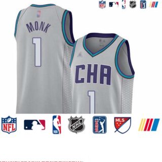 Hornets #1 Malik Monk Gray Basketball Jordan Swingman City Edition 2019 20 Jersey
