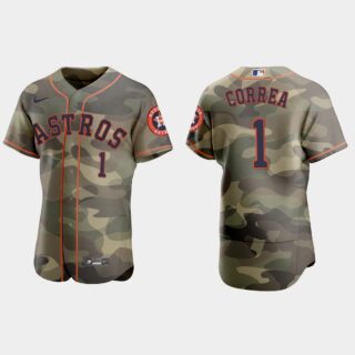 Houston Astros #1 Carlos Correa Men's Nike 2021 Armed Forces Day Authentic MLB Jersey -Camo