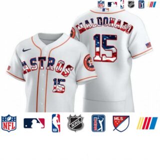 Houston Astros #15 Carlos Beltran Men's Nike White Fluttering USA Flag Limited Edition Authentic MLB Jersey