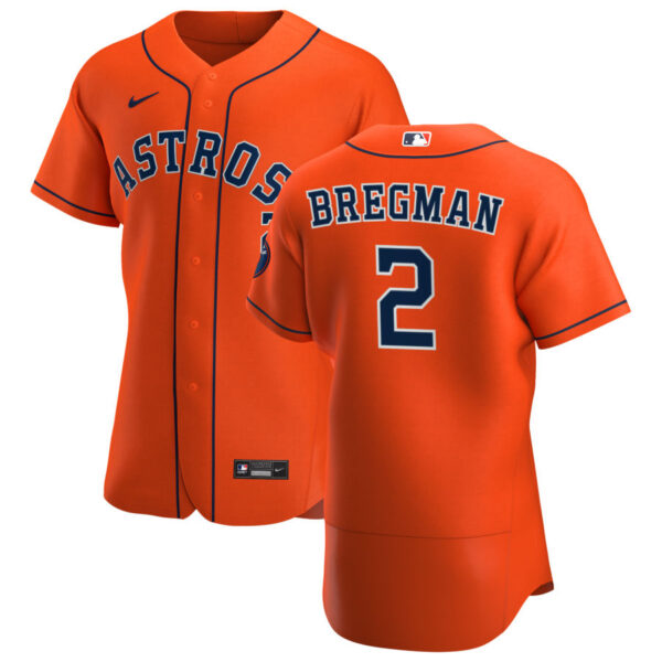 Houston Astros #2 Alex Bregman Men's Nike Orange Alternate 2020 Authentic Team MLB Jersey