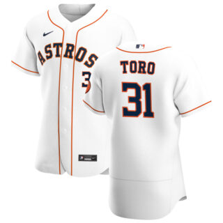 Houston Astros #31 Abraham Toro Men's Nike White Home 2020 Authentic Player MLB Jersey