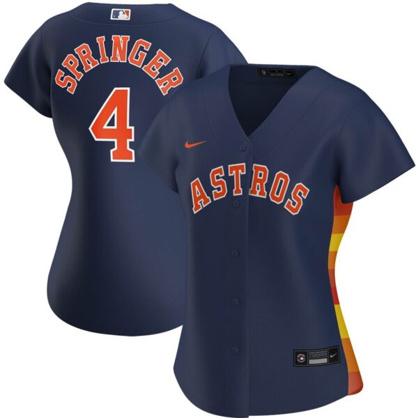 Houston Astros #4 George Springer Nike Women's Alternate 2020 MLB Player Jersey Navy