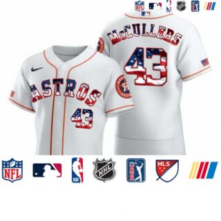 Houston Astros #43 Lance McCullers Jr. Men's Nike White Fluttering USA Flag Limited Edition Authentic MLB Jersey