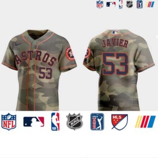 Houston Astros #53 Cristian Javier Men's Nike 2021 Armed Forces Day Authentic MLB Jersey -Camo