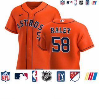 Houston Astros #58 Brooks Raley Men's Nike Orange Alternate 2020 Authentic Team MLB Jersey