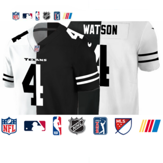 Houston Texans #4 Deshaun Watson Men's Black V White Peace Split Nike Vapor Untouchable Limited NFL Jersey