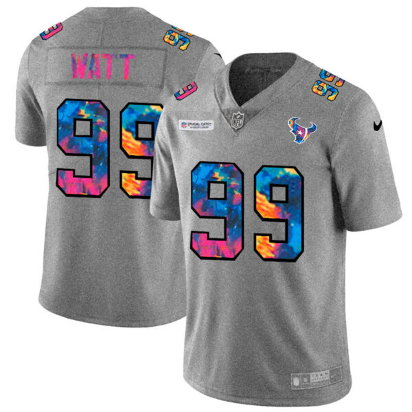 Houston Texans #99 J.J. Watt Men's Nike Multi-Color 2020 NFL Crucial Catch NFL Jersey Greyheather