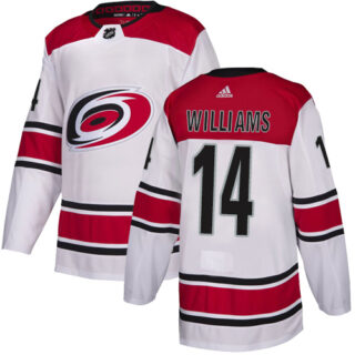 Hurricanes #14 Justin Williams White Road Authentic Stitched Hockey Jersey