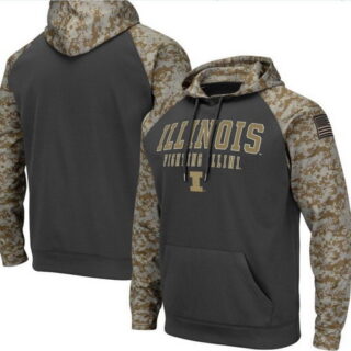 Illinois Fighting Illini Gray Camo Men's Pullover Hoodie
