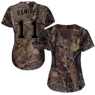 Indians #11 Jose Ramirez Camo Realtree Collection Cool Base Women's Stitched Baseball Jersey