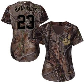Indians #23 Michael Brantley Camo Realtree Collection Cool Base Women's Stitched Baseball Jersey