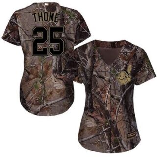 Indians #25 Jim Thome Camo Realtree Collection Cool Base Women's Stitched Baseball Jersey