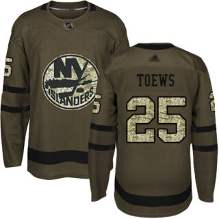 Islanders #25 Devon Toews Green Salute to Service Stitched Hockey Jersey