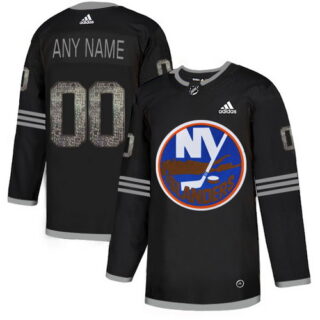Islanders Black Shadow Logo Print Men's Customized Adidas Jersey