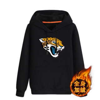 Jacksonville Jaguars Black Men's Winter Thick NFL Pullover Hoodie