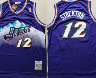 Jazz 12 John Stockton Purple Hardwood Classics Jersey