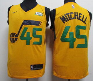 Jazz 45 Donovan Mitchell Yellow Nike Swingman Jersey