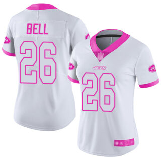 Jets #26 Le'Veon Bell White Pink Women's Stitched Football Limited Rush Fashion Jersey