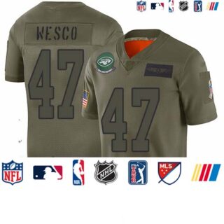 Jets #47 Trevon Wesco Camo Men's Stitched Football Limited 2019 Salute To Service Jersey