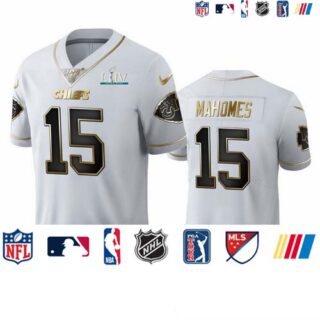 Kansas City Chiefs #15 Patrick Mahomes Men's Nike White Golden Super Bowl LIV 2020 Edition Vapor Limited NFL 100 Jersey