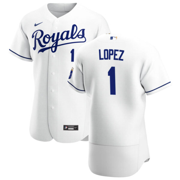 Kansas City Royals #1 Nicky Lopez Men's Nike White Home 2020 Authentic Player MLB Jersey