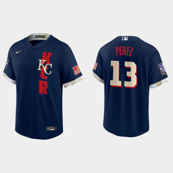 Kansas City Royals #13 Salvador Perez 2021 Mlb All Star Game Fan's Version Navy Jersey