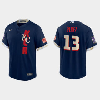Kansas City Royals #13 Salvador Perez 2021 Mlb All Star Game Fan's Version Navy Jersey_1